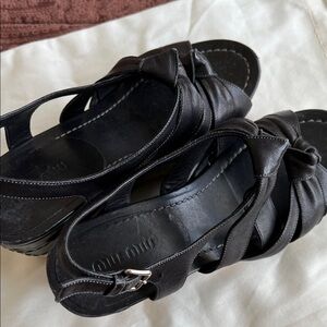 Miu Miu Black Knotted Slingback Sandals